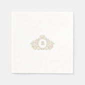 Serviette En Papier Élégant Monogramme Or Crest Mariage personnalisé (Devant)