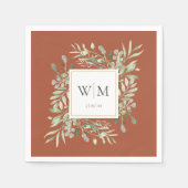 Serviette En Papier Élégant Monogramme Or en terre cuite (Devant)