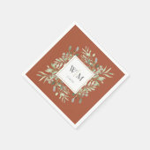 Serviette En Papier Élégant Monogramme Or en terre cuite (Coin)