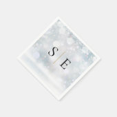 Serviette En Papier Élégant Monogramme Or Noir Hiver (Coin)