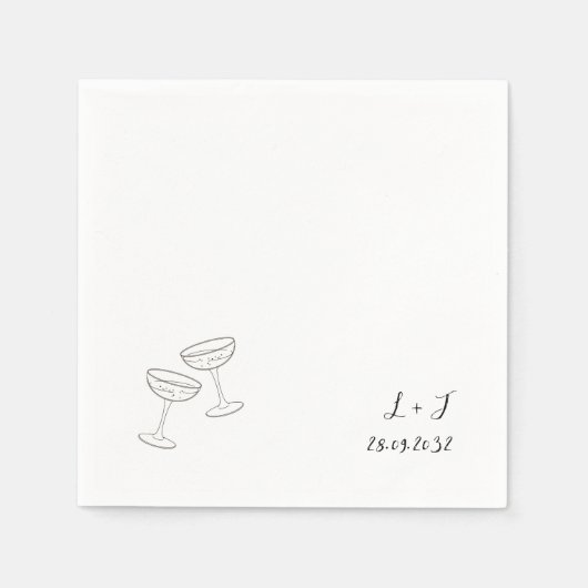 Serviette En Papier Élégant Monogramme Personnalisé Vins Lunettes Mari (Devant)