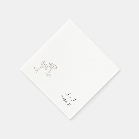 Serviette En Papier Élégant Monogramme Personnalisé Vins Lunettes Mari (Coin)
