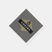 Serviette En Papier Élégant Monogramme plaqué or noir (Coin)