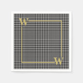 Serviette En Papier Élégant Monogramme plaqué or noir (Devant)