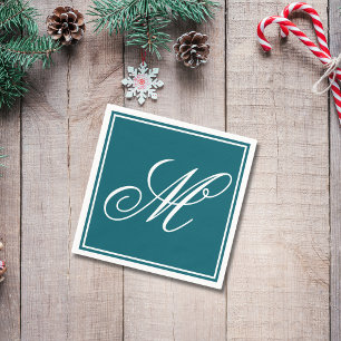 Serviette En Papier Élégant Monogramme Première fête de Noël