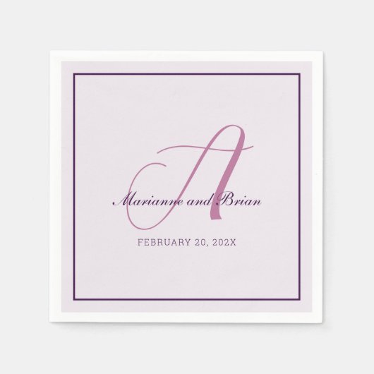 Serviette En Papier Élégant Monogramme romantique moderne (Devant)