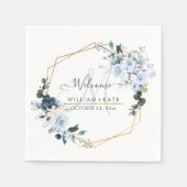 Serviette En Papier Élégant Monogramme Rose Dusty Blue (Devant)