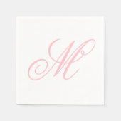 Serviette En Papier Élégant Monogramme rose initial (Devant)