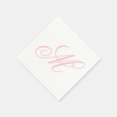 Serviette En Papier Élégant Monogramme rose initial (Coin)