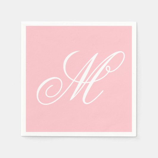 Serviette En Papier Élégant Monogramme rose initial (Devant)