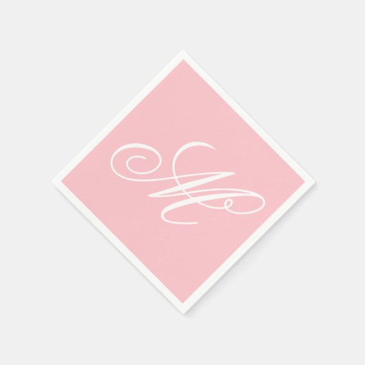 Serviette En Papier Élégant Monogramme rose initial (Coin)