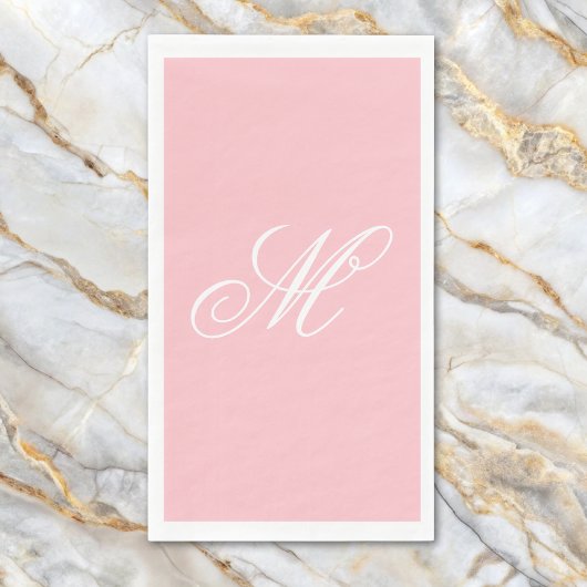 Serviette En Papier Élégant Monogramme rose initial