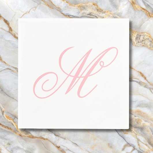 Serviette En Papier Élégant Monogramme rose initial