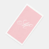 Serviette En Papier Élégant Monogramme rose initial (Coin)