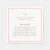 Serviette En Papier Élégant Monogramme rose Mariage moderne (Devant)