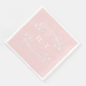 Serviette En Papier Élégant Monogramme rose Mariage serviettes (Coin)