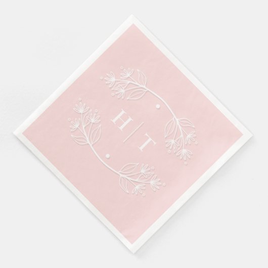 Serviette En Papier Élégant Monogramme rose Mariage serviettes (Coin)