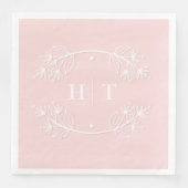 Serviette En Papier Élégant Monogramme rose Mariage serviettes (Devant)