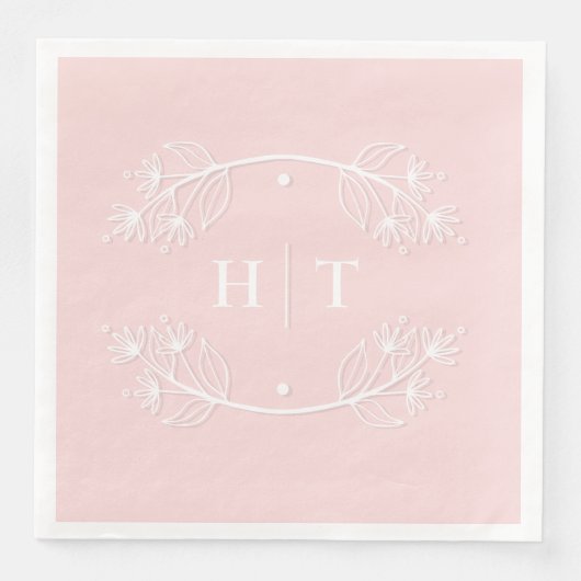 Serviette En Papier Élégant Monogramme rose Mariage serviettes (Devant)