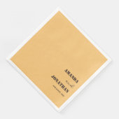 Serviette En Papier Élégant Monogramme Sable Jaune Mariage (Coin)