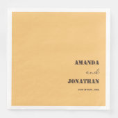 Serviette En Papier Élégant Monogramme Sable Jaune Mariage (Devant)