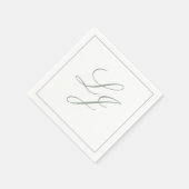 Serviette En Papier Élégant Monogramme Sage Green Simple Script Mariag (Coin)