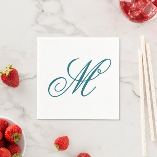 Serviette En Papier Élégant Monogramme Turquoise initial (En situation)