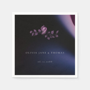 Serviette En Papier Élégant Moody moderne Mariage floral violet foncé
