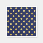 Serviette En Papier Elégant Motif à bille d'or - Or & Bleu (Devant)