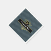 Serviette En Papier Élégant Motif à rayures gris noir (Coin)