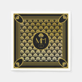 Serviette En Papier Élégant Motif Art déco Monogram Mariage (Devant)
