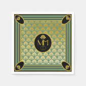 Serviette En Papier Élégant Motif Art déco Monogram Mariage (Devant)
