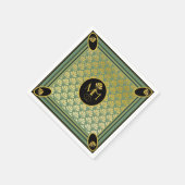 Serviette En Papier Élégant Motif Art déco Monogram Mariage (Coin)