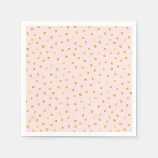 Serviette En Papier Élégant Motif Confetti Pink Et Gold Foil (Devant)