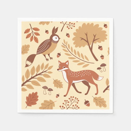Serviette En Papier Élégant Motif d'automne scandinave (Devant)