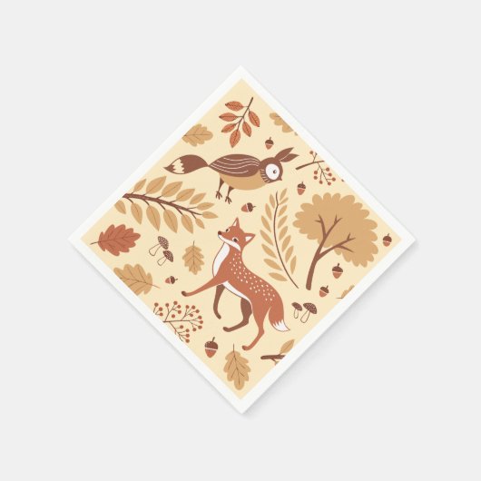 Serviette En Papier Élégant Motif d'automne scandinave (Coin)