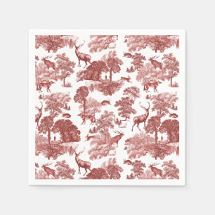 Serviette En Papier Élégant Motif de chevreuils rouge élégant
