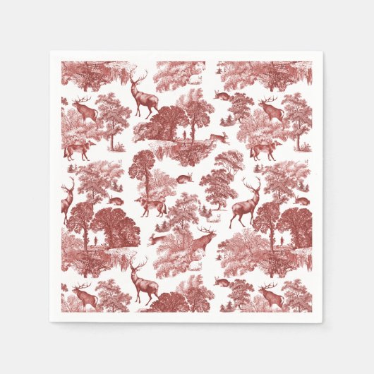 Serviette En Papier Élégant Motif de chevreuils rouge élégant (Devant)