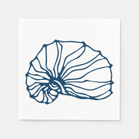 Serviette En Papier Élégant Motif de coquillages bleus (Devant)