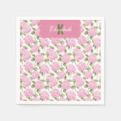 Serviette En Papier Élégant Motif de fleurs d'hydragea rose (Devant)
