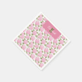 Serviette En Papier Élégant Motif de fleurs d'hydragea rose (Coin)