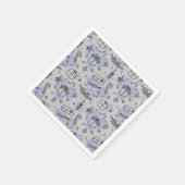 Serviette En Papier Élégant Motif de griffes de Noël bleu (Coin)