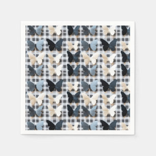 Serviette En Papier Élégant Motif de grille papillon