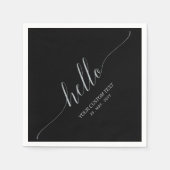 Serviette En Papier Élégant motif de lettrage à l'écriture argent noir (Devant)