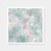 Serviette En Papier Élégant Motif de Noël bleu rose (Devant)