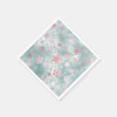 Serviette En Papier Élégant Motif de Noël bleu rose (Coin)