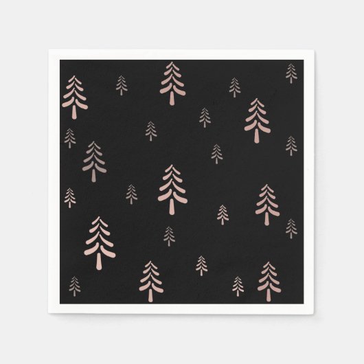 Serviette En Papier Élégant motif de Noël noir roux rose (Devant)