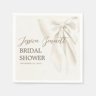 Serviette En Papier Élégant motif de nœud en ivoire pour une douche de