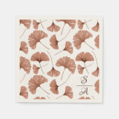 Serviette En Papier Élégant Motif de Terracotta Ginkgo Mariage Monogra (Devant)