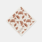 Serviette En Papier Élégant Motif de Terracotta Ginkgo Mariage Monogra (Coin)